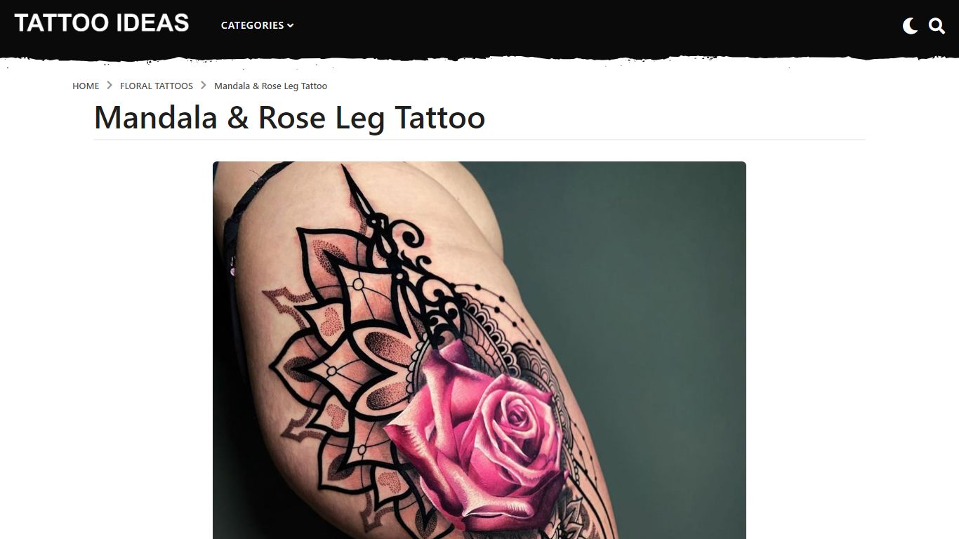 Mandala & Rose Leg Tattoo